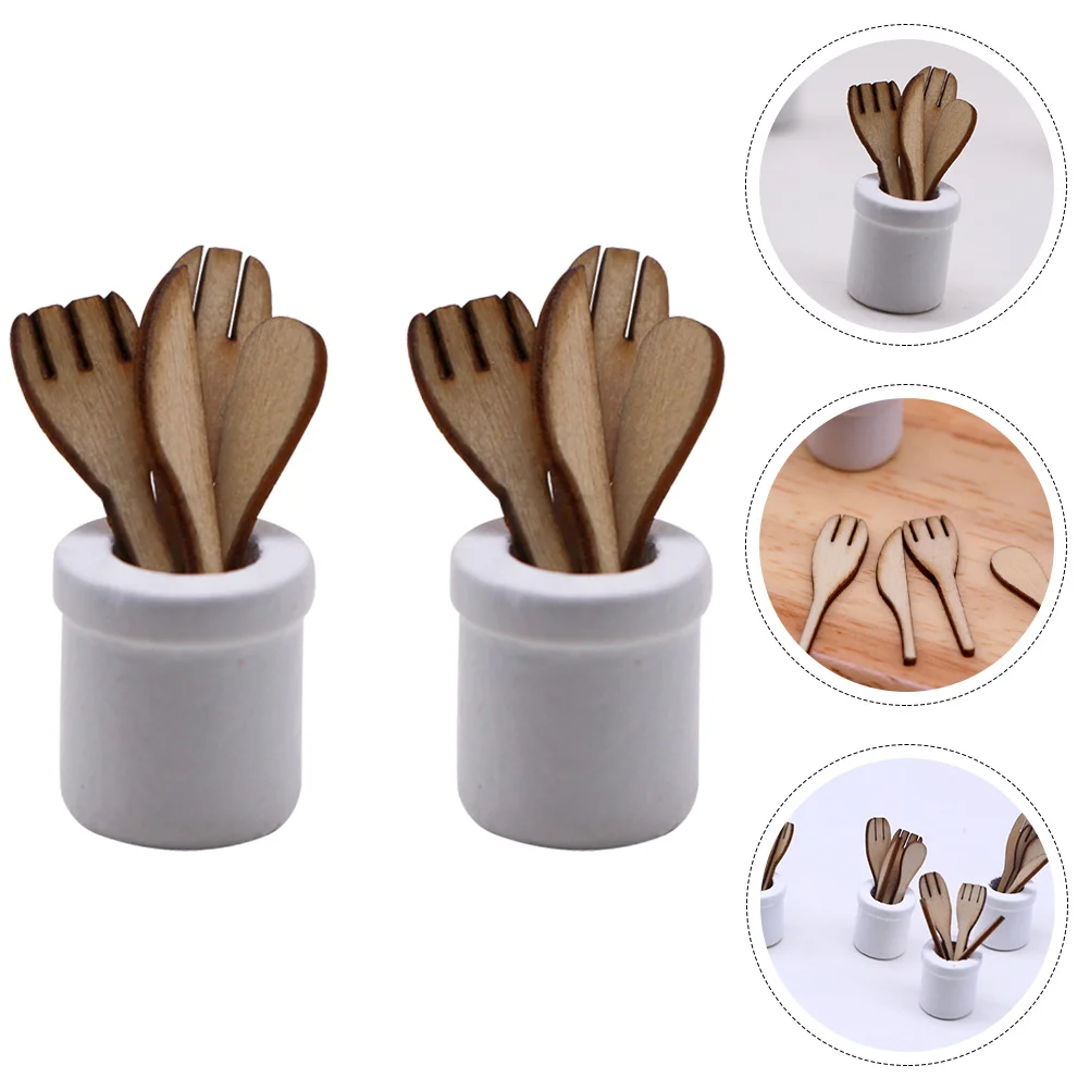 

2 Sets House Accessory Kids Toys Miniature Kitchen Ware Utensils Food Play Small Prop Accessories Tool Child