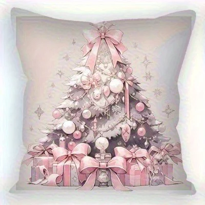 

Розовые рождественские наволочки: рисунки снеговика и дерева для праздничных диванов домашнего декора, наволочки для спальни, праздничные подарки
