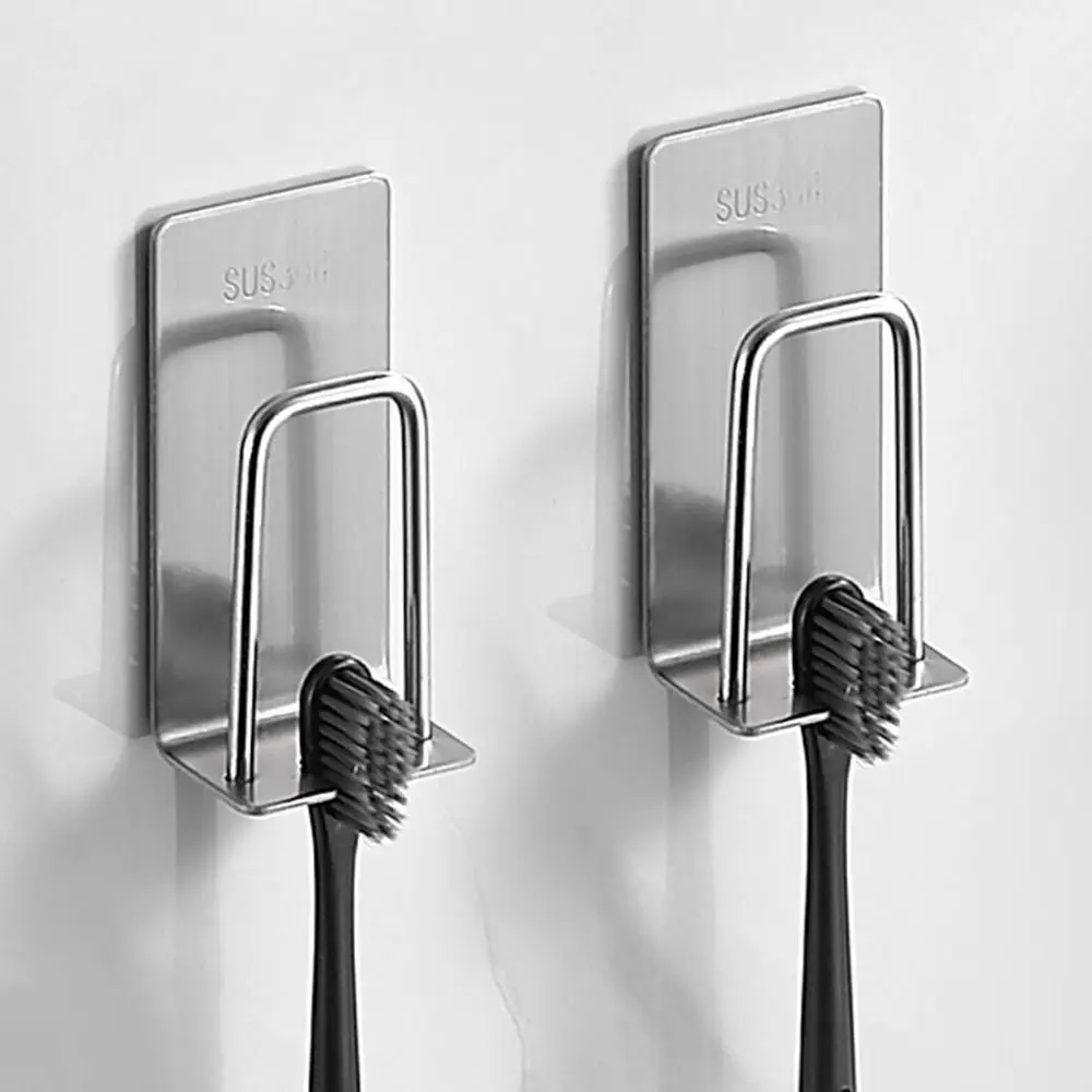 

U- Shaped Toothbrush Holder Self-Adhesive Wall Mounted Water Cup Rack Storage Hanger Waterproof Electric Tooth Brush Holder Rack