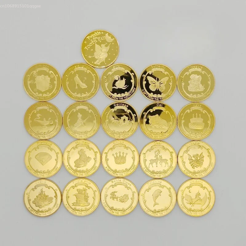 Золотая монета в виде мультяшных зубов позолоченная памятная детский подарок на