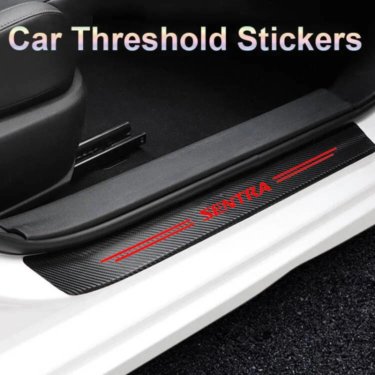 

Наклейка из углеродного волокна для Nissan Sentra, логотип порога двери автомобиля, прочная полоса для багажника, защита Бампера, защитная пластина, аксессуары