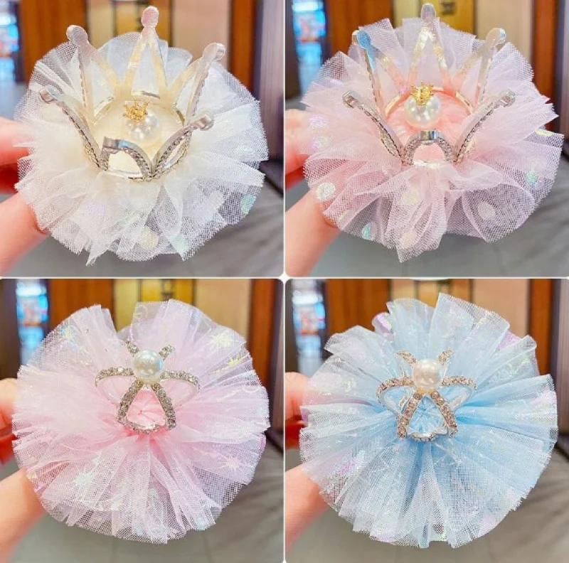 

Fashion Girls Children's Princess Hairpin Mesh Baby Hairpin Does Not Hurt Hair Little Girl Crown Hair Accessories Tiara