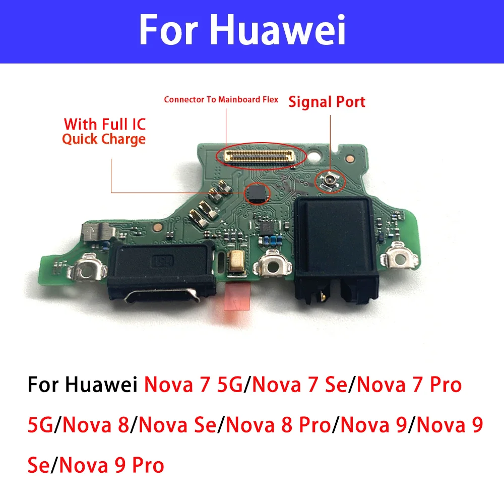 Фото USB-порт для зарядки, разъем гибкого кабеля, детали для Huawei Nova 5T 7 8 9 10 Pro, детали микрофона Se №2