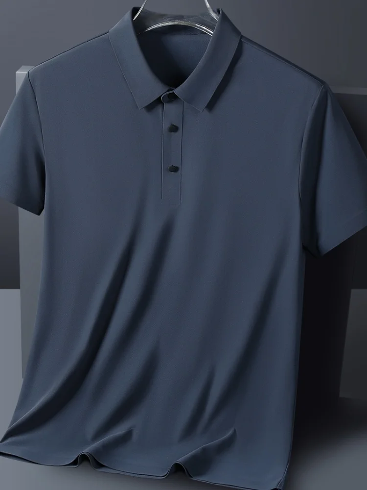 

Lare Size 8xl 7xl Summer Men Polo Sirts Ice Silk Sort-sleeved Tee Breatable Cool Quick-dry Nylon Polos olf T Sirts Male