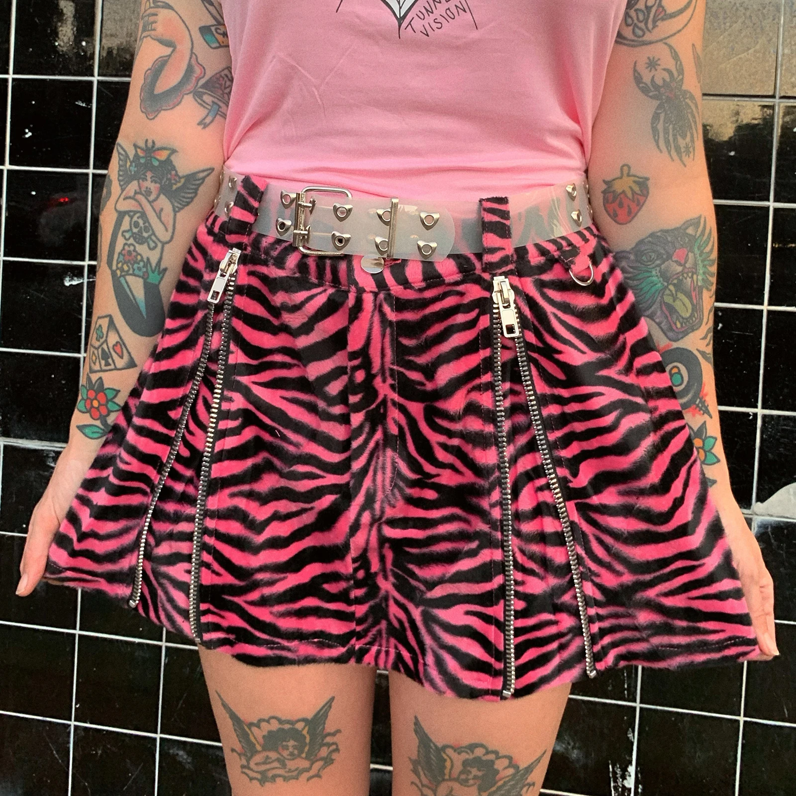 

Women Fashion Mini Skirt Solid Color/Plaid/Leopard Print/Zebra Pattern Print Zip High Waist Skirts Girls Summer A-Line Skirt