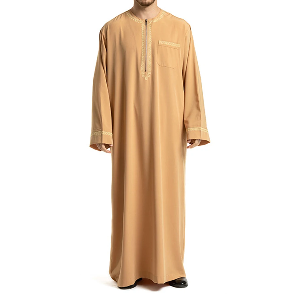 Middle Eastern Ethnic Costumes Muslim Robe Male Aristocrat Luxury Arabian Islamic Prayer Dress Long-sleeved Top Worship Service