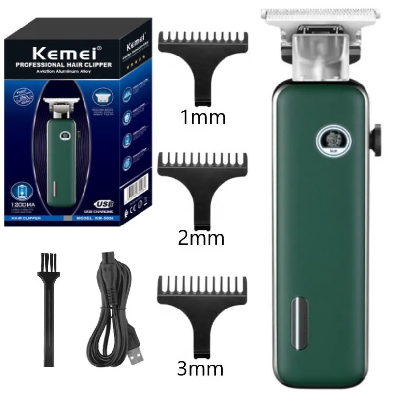 

Kemei New Design USB Rechargeable Hair Clippers Electric Shaver Beard Trimmer Oil Head Carving Hair Cutting For Men Km-5098