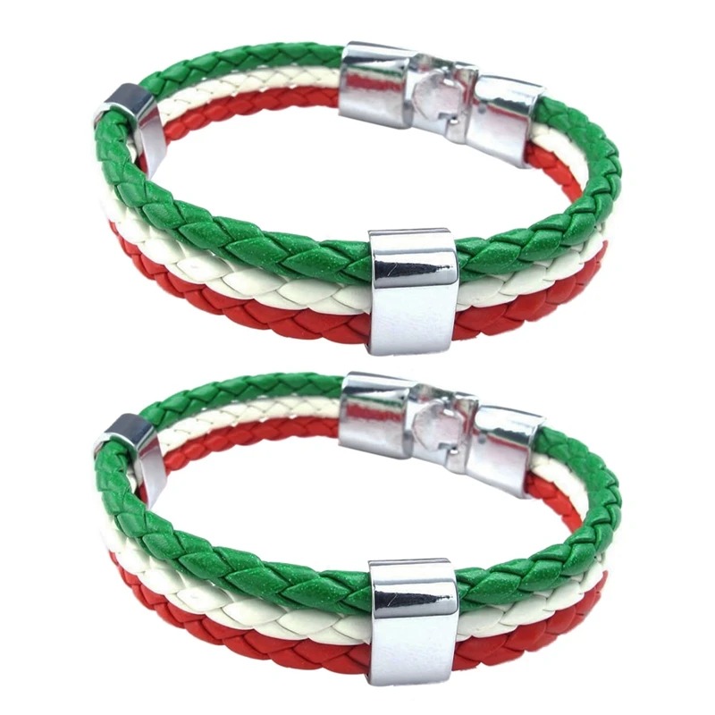 

2 шт., ювелирный браслет, браслет с итальянским флагом, кожаный сплав, для мужчин и женщин, зеленый, белый, красный (ширина 14 мм, длина 20 см)