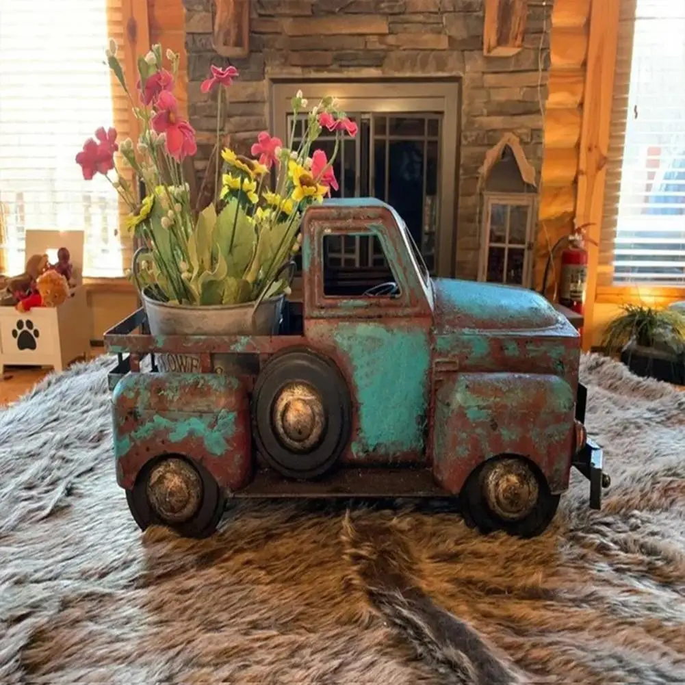 

Vintage Truck Decor Flower Plant Succulent Pot Planter Holder Resin Crafts Rusty Rustic Farm Pickup Table Decoration
