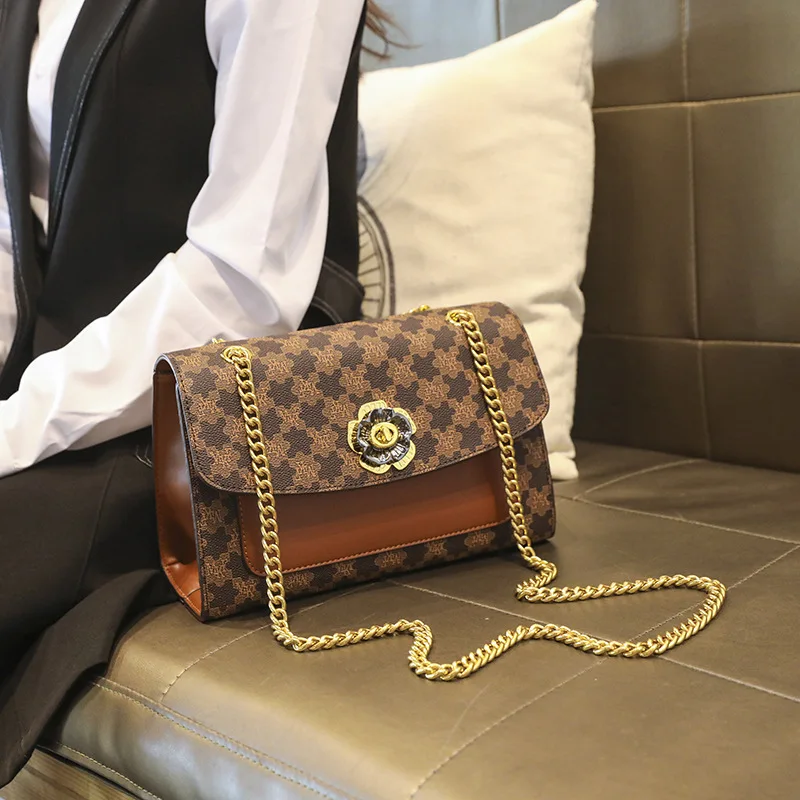

MK F bag women 2022 new camellia bag chain one shoulder diagonal cross bag niche high sense small square bag fashion
