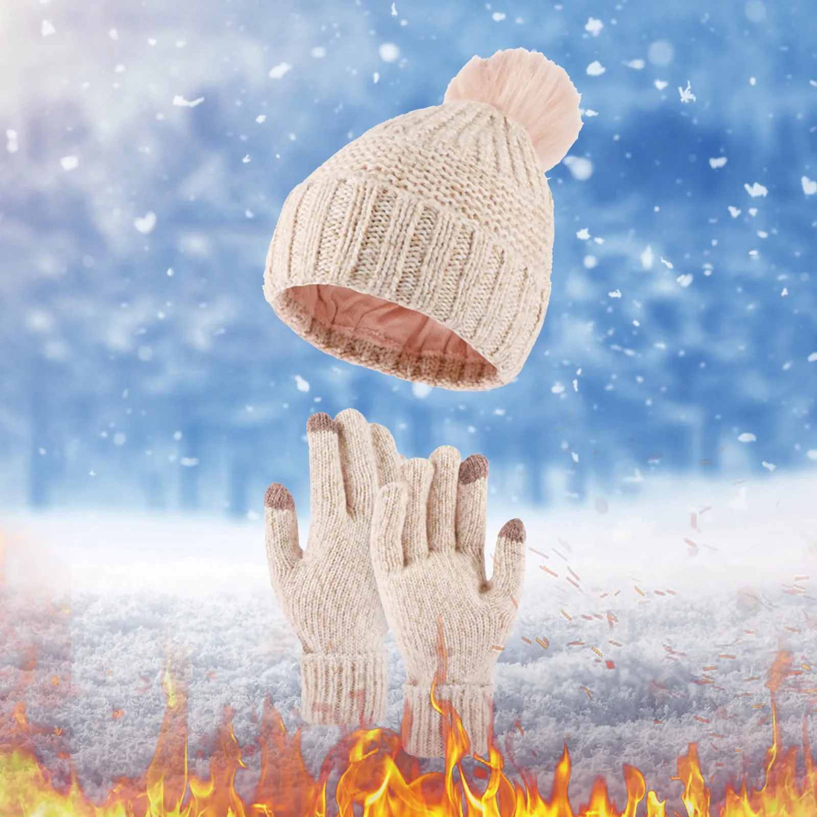 

Зимние вязаные перчатки, шапка, толстые теплые шапочки, Женские однотонные шапки для улицы, для снега, езды на лыжах, шапки для девочек