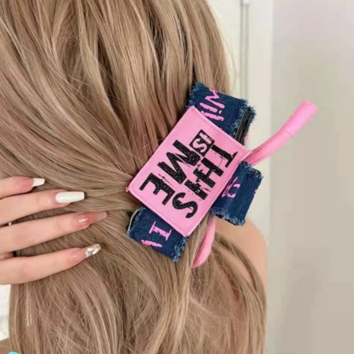 Женская заколка для волос в Корейском стиле голубая джинсовая Заколка-краб с