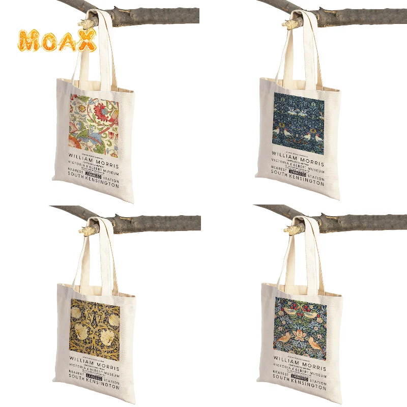 

Abstract Flower Women Shoulder Bag Large Capacity Shopping Bags William Morris Print Shopper Canvas Tote Bags Reusable Handbag