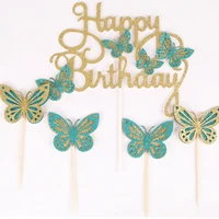 colorful butterfly cake decoration happy birthday cake topper handmade painted for wedding birthday party baby shower