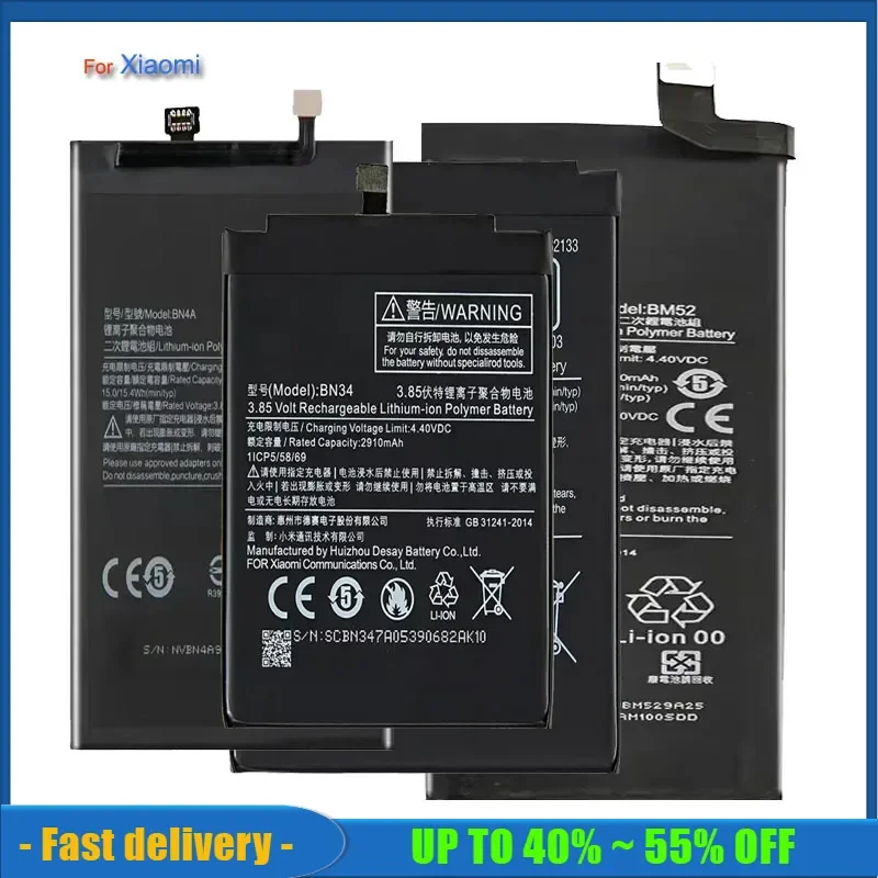 Аккумулятор BM37 BM39 BM47 BN45 BM3D для XiaoMi mi 3 4 4c 5 5S 5X 6 6X 7 8 9 9T 10 10T SE 5G/Mi Note 2 Pro/Redmi 3S 3X