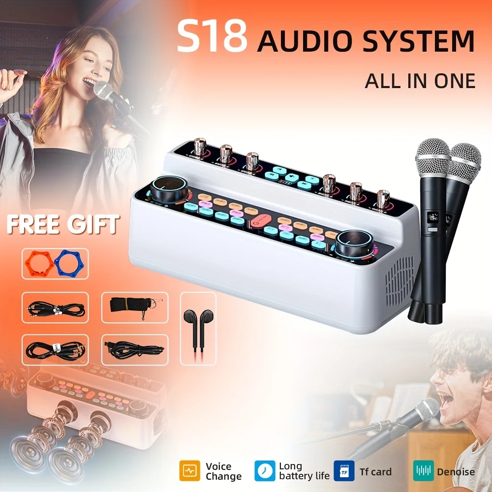 

KINGLUCKY C18 Sound Card Audio Integrated Live Broadcast Equipment Mobile Phone Computer Indoor And Outdoor Recording Karaoke Sp