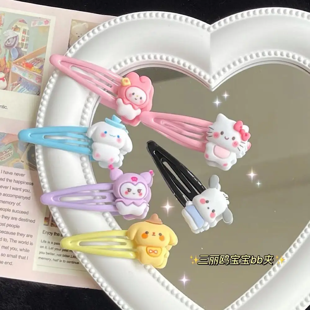 

2Pcs Kawaii Hellokittys My Melody Cinnamoroll Kuromi Sanrioed Hair Accessories Cartoon Cute Bb Clip Card Issuance Hairpin Gift