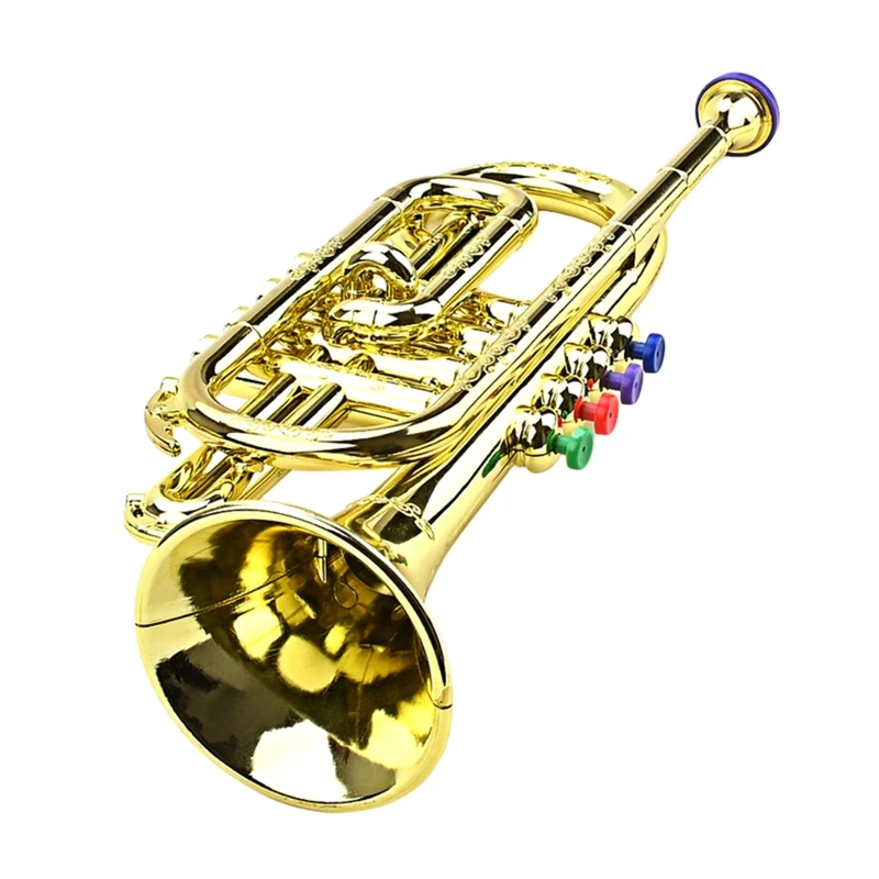 

Kids Trumpet Horn, Kit Trumpet Golden Coated ABS Children Preschool Music Toy