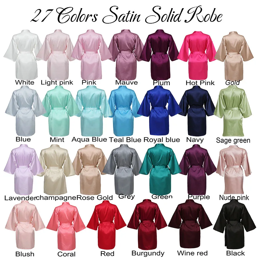 Bridesmaid Robes Silk Robe Bride Robe Short Satin Robe Women Wedding Robe Bathrobe Sleepwear Dressing Gown Plus Size Belt