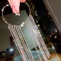 super flash rhinestone crystal tassel chain without pierced earrings ear hook luxury drop dangle earrings accessories for women