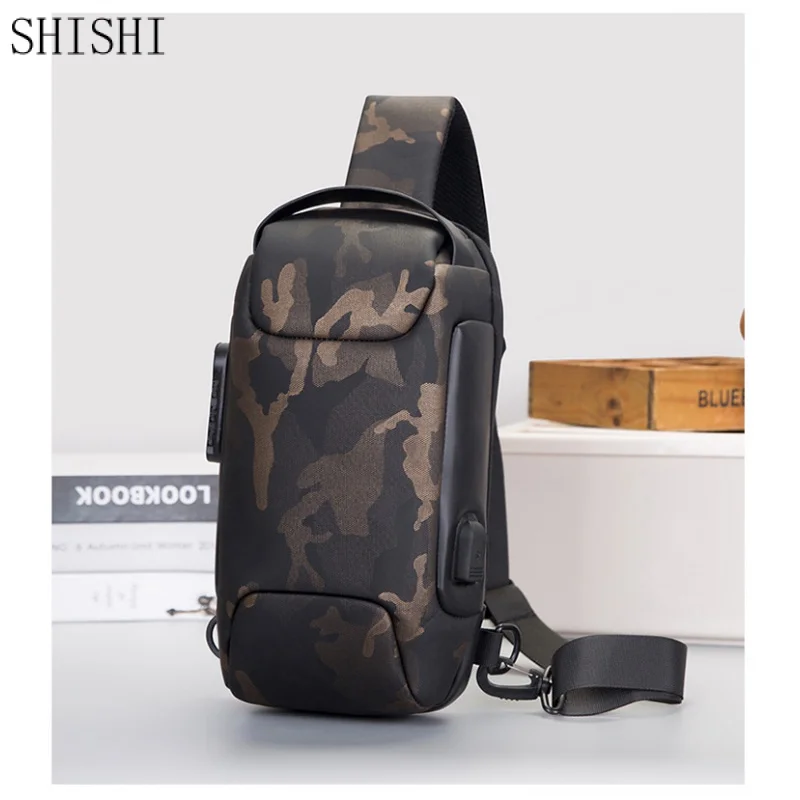 New Multifunction Anti Theft Lock Crossbody Bag for Men Short Trip Shoulder Messenger Bags Male Sport Waterproof Chest Bag