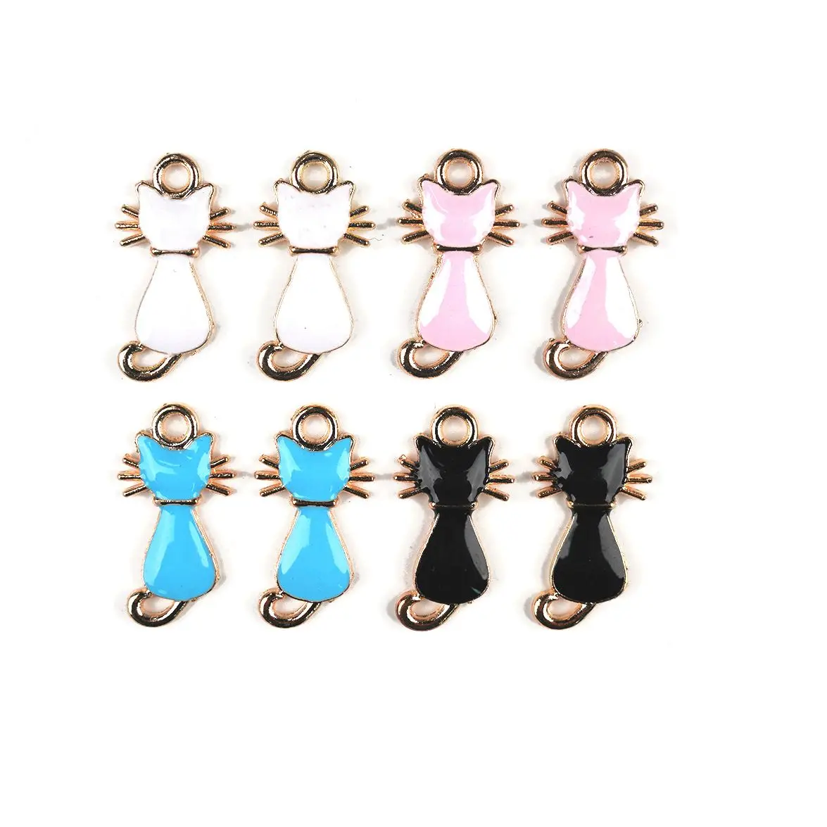 20pcs multi-color cats diy alloy enamel jewelry accessories necklace keychain pendant handmade accessories shipping included