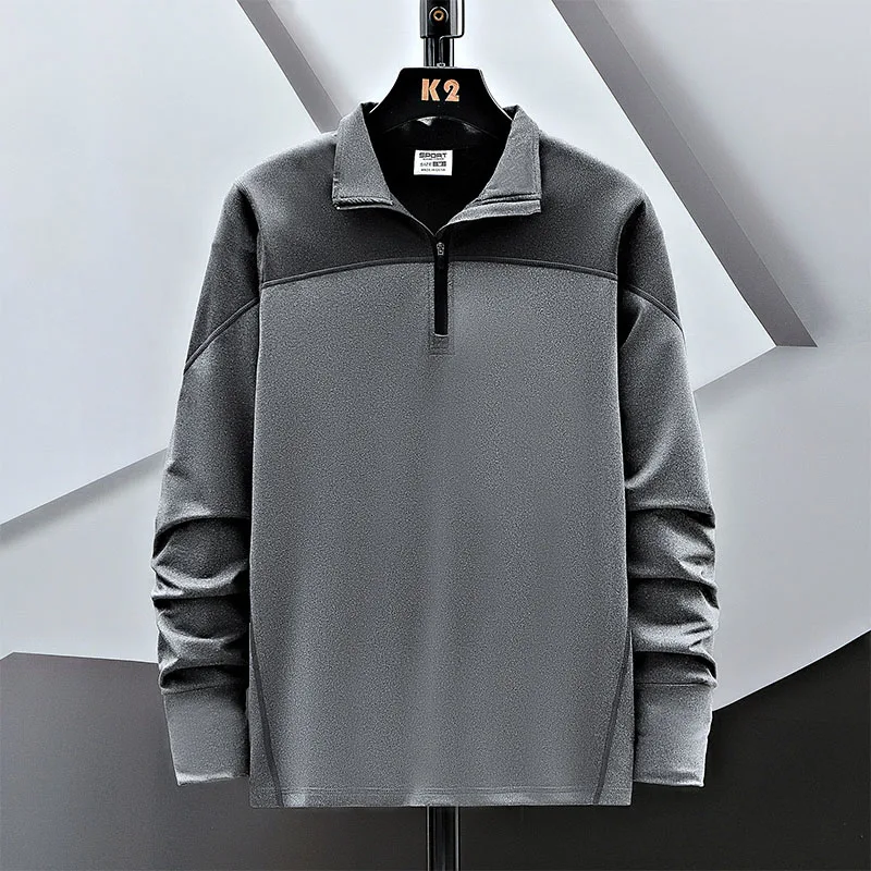 

Autumn Spring Sport Training Running Tshirt Top Tees Fashion Clothes OverSize 3XL Long Sleeve Patchwork Men T Shirt