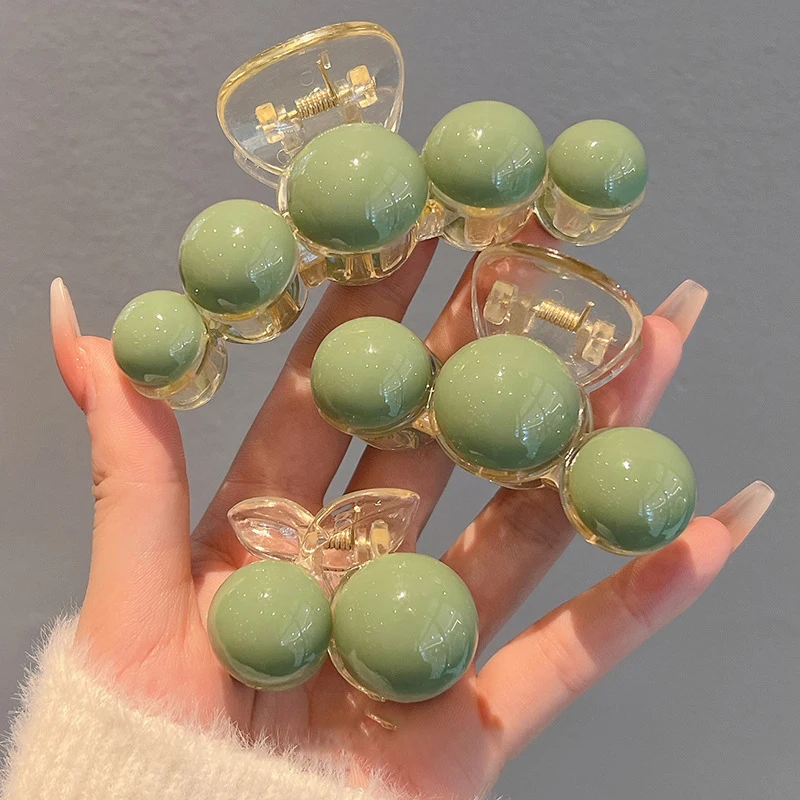 

Милые заколки для волос в виде зеленой вишни с большими бусинами для женщин аксессуары для волос в Корейском стиле заколка подарок для девушки