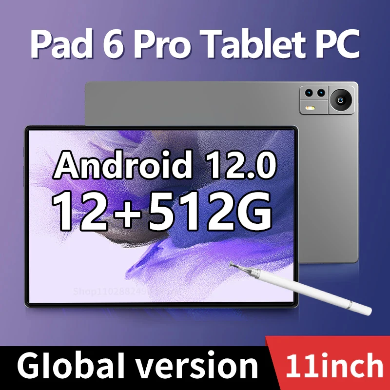 

2023 Global Original Pad 6 Pro Tablet Android Snapdragon 870 Octa Core Android 12 12G 512GB 11 Inch HD Screen 5G Wifi Tablet PC
