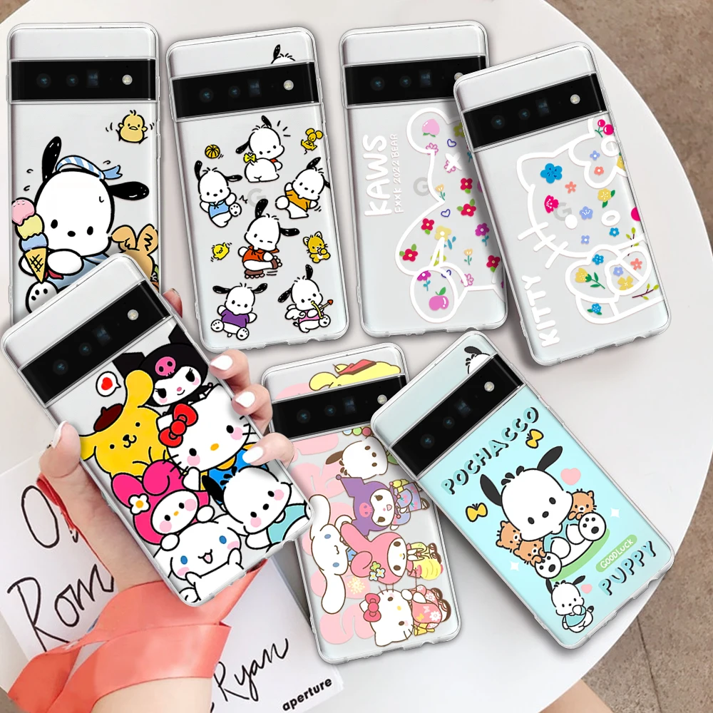 

Sanrio kuromi Melody HELLO KITTY Phone Case For Google pixel 7 6 5 4 A PRO XL Cinnamoroll anime cartoon Soft Funda Capa cover