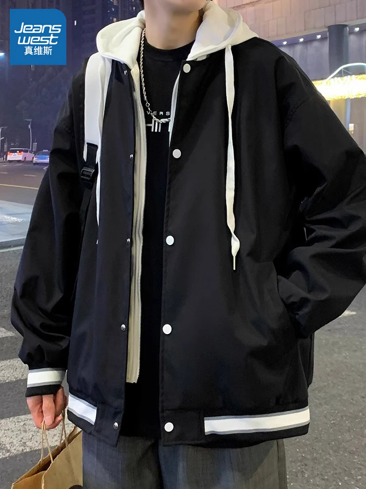 Zhenvis Jacket Outerwear Men's Spring and Autumn 2024 New Fashion Brand Fake Two Pieces Winter Cargo