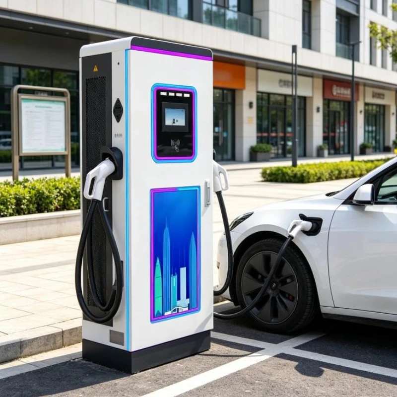 Фото Зарядная станция постоянного тока 40кВт 80кВт 120кВт 160кВт CCS2 CHAdeMO с управлением через приложение, напольная, для офисных комплексов и парков №1