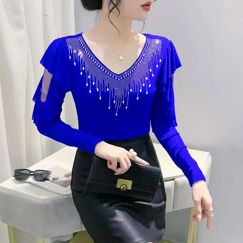 Осень 2024 новый женский модный универсальный топ с длинными рукавами