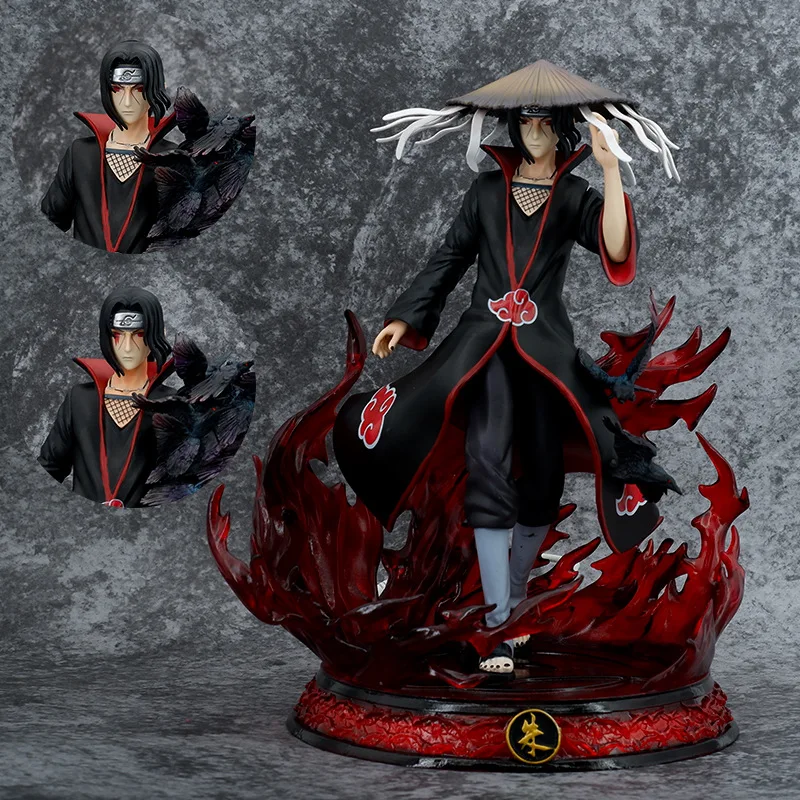 28cm Naruto Super Uchiha Itachi Hand-held GK Turned Itachi Crow Blood Wheel Eye Akatsuki Anime Decoration Gift Action Figure Toy