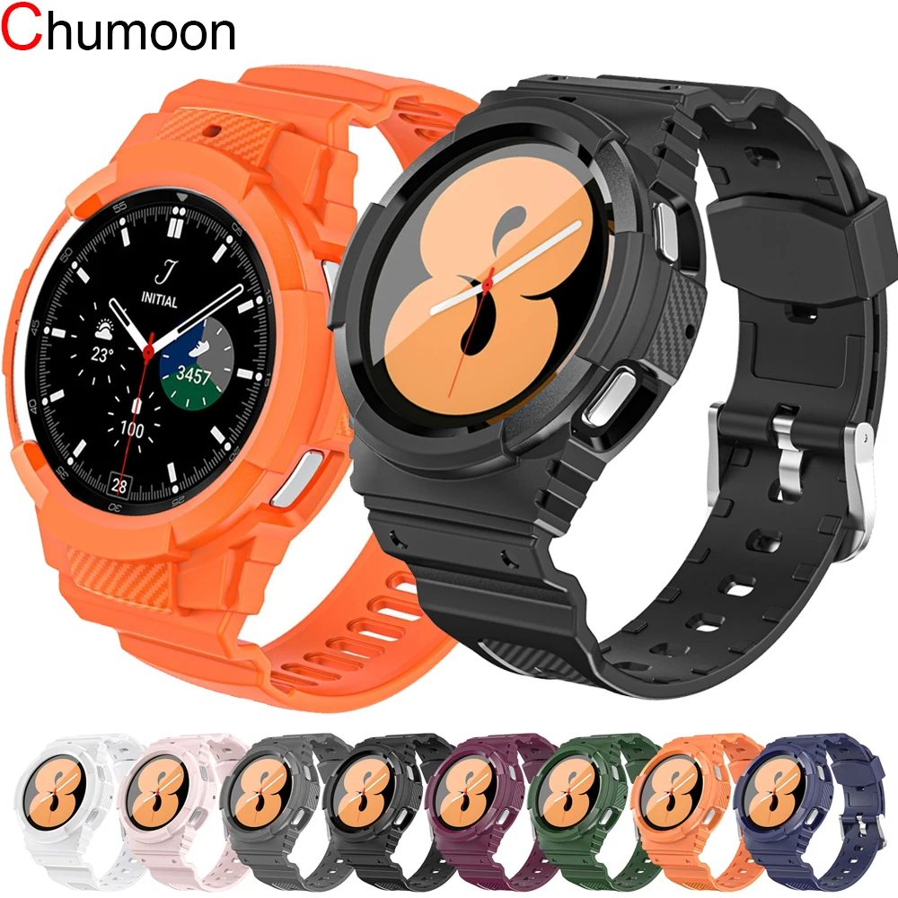 

Ремешок из углеродного волокна для Samsung Galaxy Watch 4/Classic/46 мм/42 мм/Gear s3 Frontier, прочный чехол из ТПУ + браслет Galaxy Watch 4
