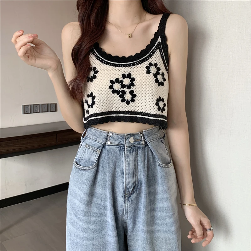 

Embroidery Vest Summer Style Top Fashion Blouses 2022 Cheap Vintage Clothes For Women Female Clothing Harajuku Kawaii