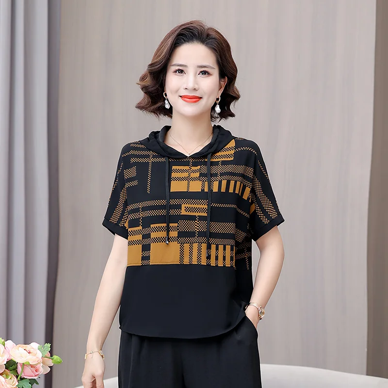Летняя одежда для мам новый комплект одежды с коротким рукавом в западном стиле