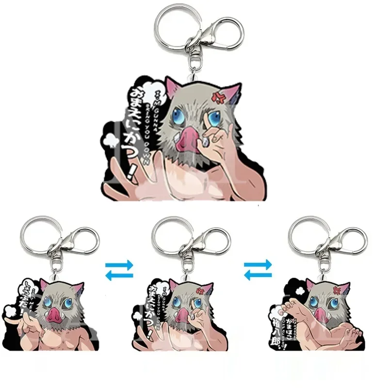 

Anime Demon Slayer Hashibira Inosuke Acrylic Motion Key Chains Creative Bag Pendant Car Keyring Anime Peripheral Birthday Gift