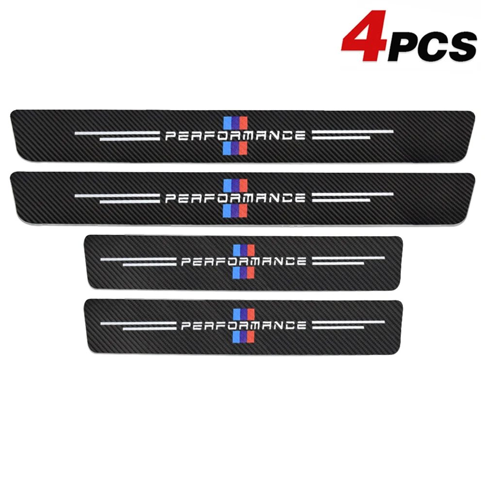 

4x Car Door Sill Sticker For BMW Performance X5 F15 E70 E53 G05 Threshold Plate Cover Interior Accessories Carbon Fiber Decals