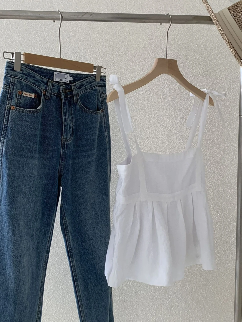 Preon Summer New Bow Bandage White Loose Sling Cotton Linen Vest Top Barnnet Sle