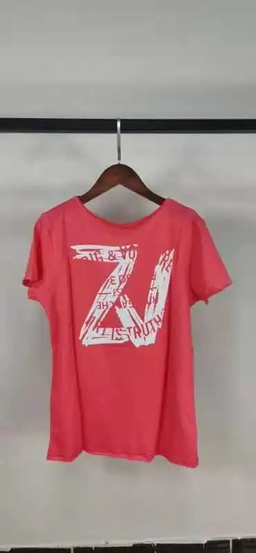 

Women Short Sleeve Tshirt Back Letter Print Simple Buttons 100% Cotton Tops 2021 Summer New Z1