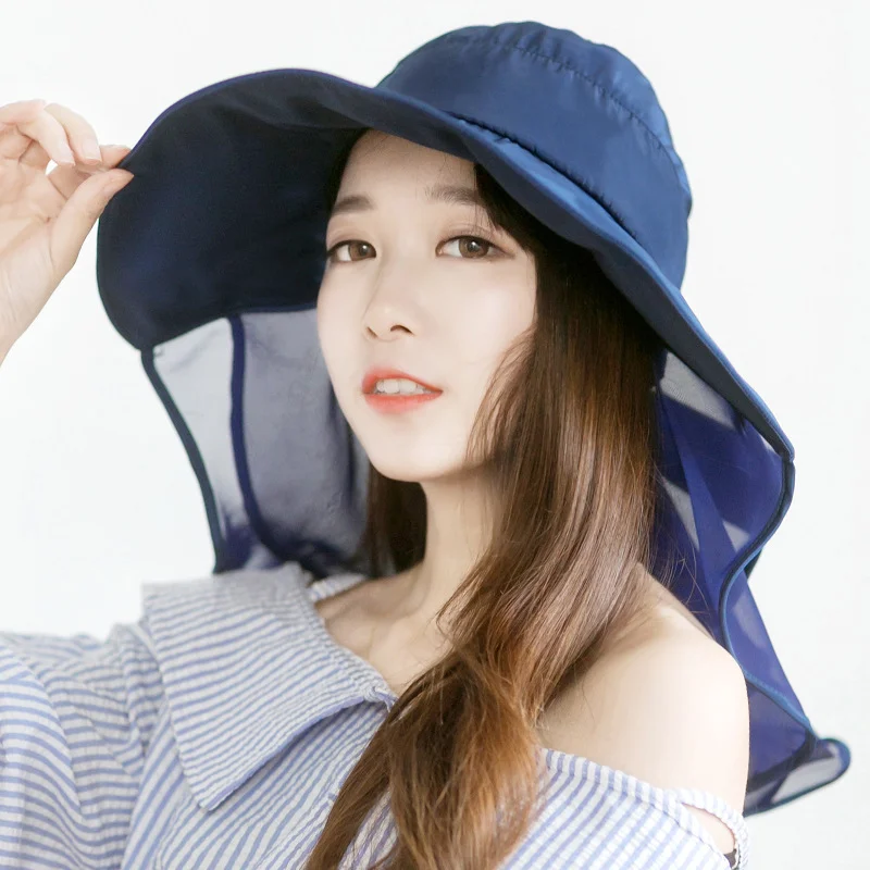 

Sun Hats with Face Neck Protection for Women Sombreros Wide Brim Summer Visor Caps Anti-UV Cotton Hat Light Thin Summer