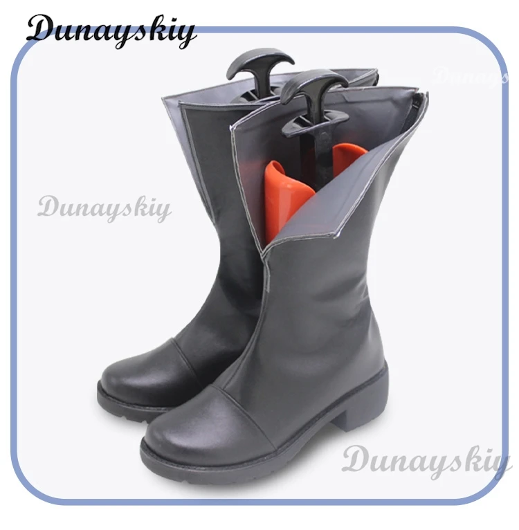 Черные туфли для косплея Suletta Mercury искусственная кожа изготовленные на заказ