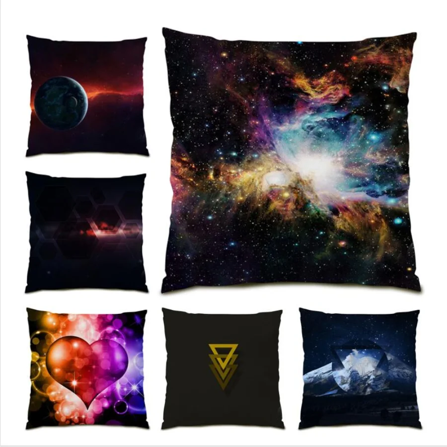

Throw Pillow Covers Velvet Decoration Home Geometric Living Room Decoration Bed Cushion Cover 45x45 Universe Stars Square E0654