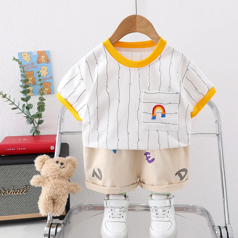 

Baby Girls Boys Summer Clothing Sets Kids Short Sleeves T Shirt Shorts 2 Pcs Suit Children Tracksuits Infant Clothes Outfits