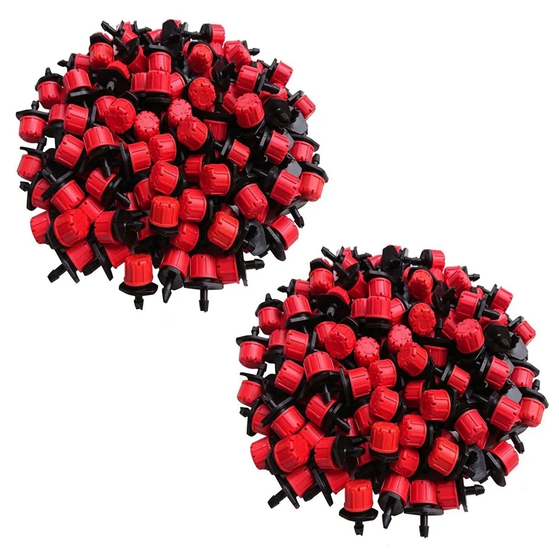 

400Pcs 1/4 Inch Adjustable Mini Drip Irrigation System Sprinkler Head Anti-Clogging Dripper Red Garden Supplies