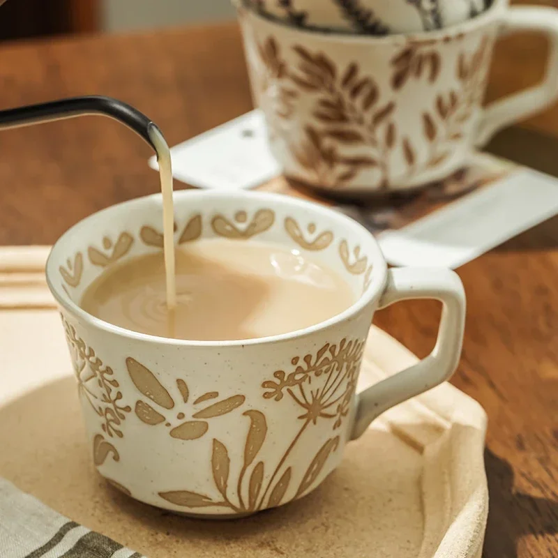 330 мл модная и простая кофейная кружка с грубой керамикой японская чашка для