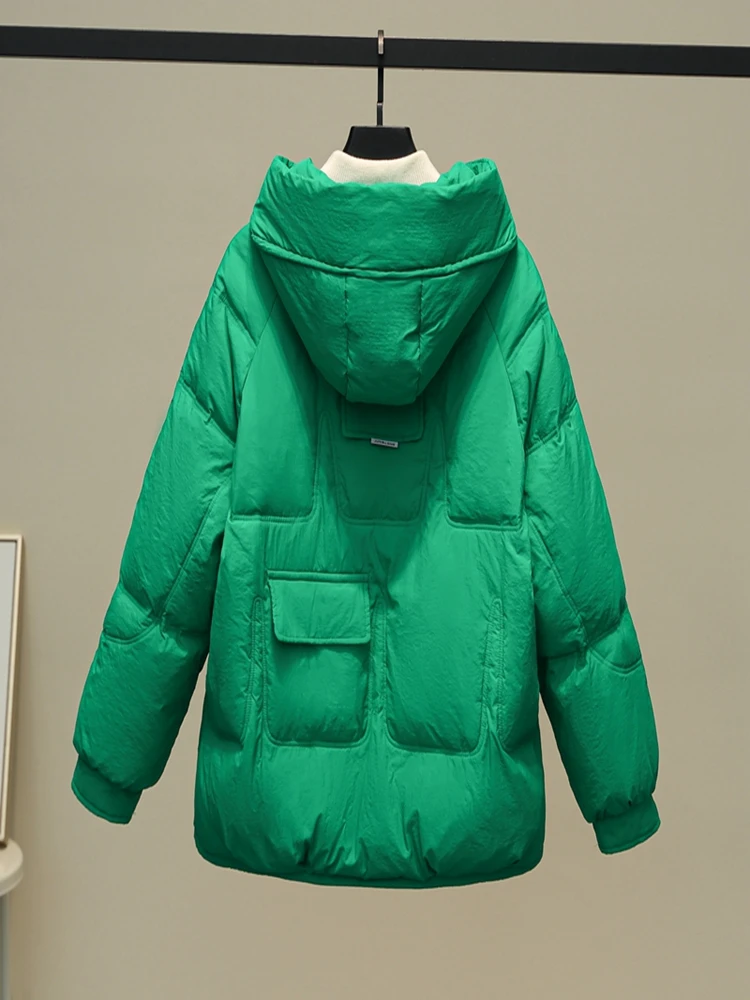 New 2022 Women Short Jacket Winter Thick Hooded Cotton Padded Coats Female Korean Loose Puffer Parkas Ladies Oversize Outwear