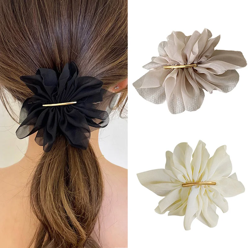 

Super fairy temperament flower chiffon hairpin female back head spring clip summer feeling hair card ponytail clip headdress