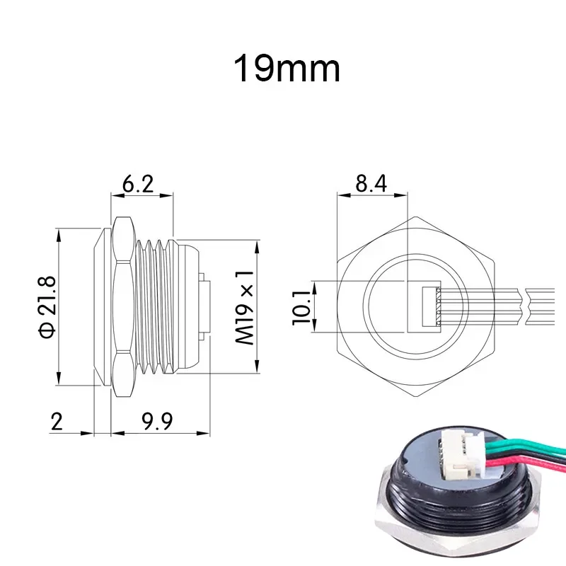 

Кнопочный переключатель с проводом 16/19/22/25/30 мм